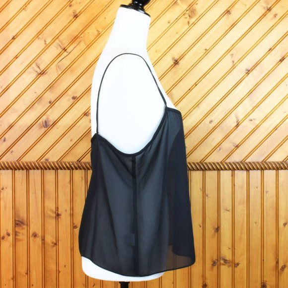 Jones New York Sheer Camisole Black Sleeveless Loose Fit Minimalist approx L - Picture 5 of 6